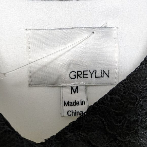 GREYLIN Sheer White Pleated Lace Collar Blouse M - Picture 4 of 8